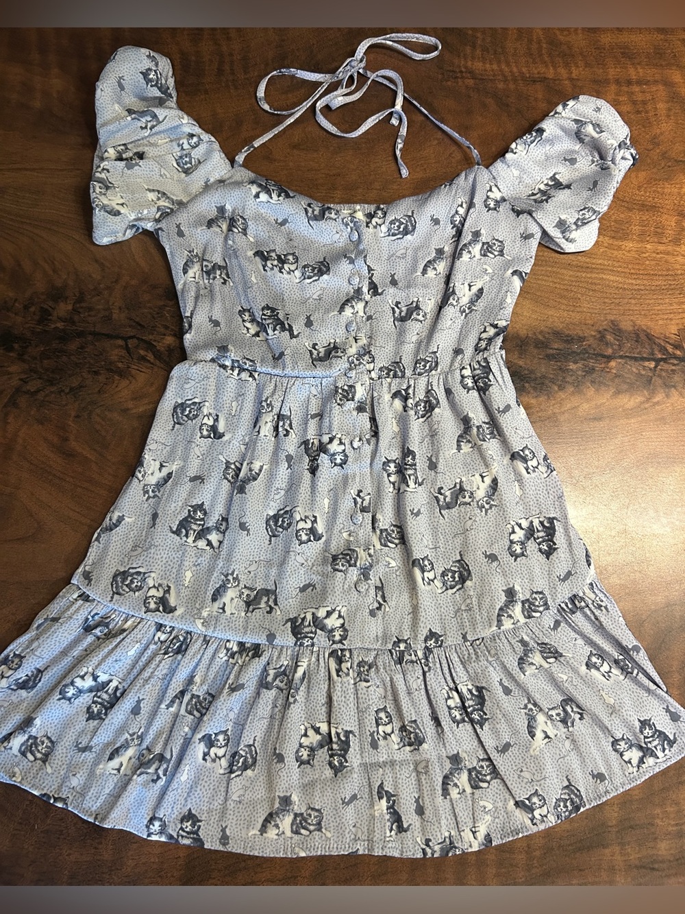 UO x Kimchi Courtney Cold Shoulder Kitten Mini Dress
